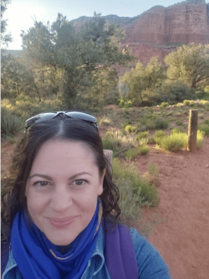 Nikki Paschar finding solace and vitality in Arizona's wilderness at sunrise.